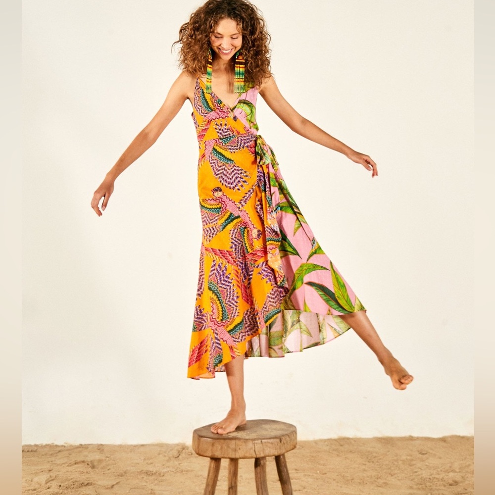 NWT Farm Rio Mixed Prints Midi Dress Sz M.